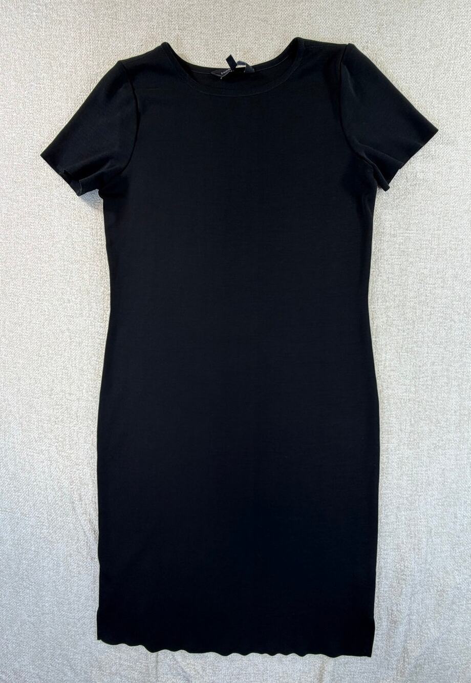 Ming Wang Women's Small Black Knit Short Sleeve Knee Length Shift Dress Classic